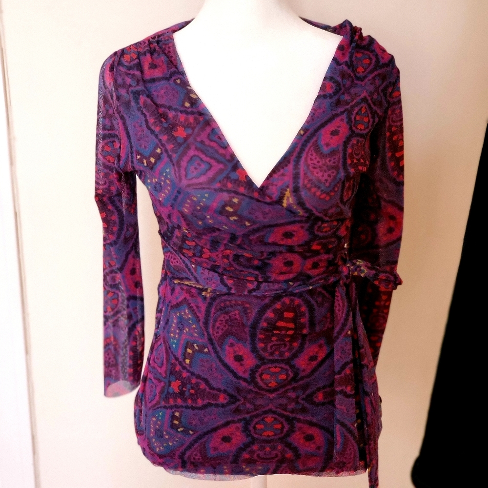 NWT! Floral Ruched Wrap Top